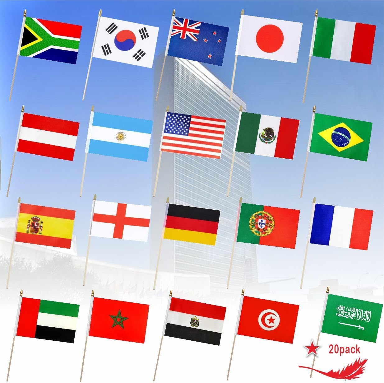 20 Different Countries International Stick Flags of the World Small Mini Hand Held Flags For Sports Events,Olympics,World Cup,International Festival Decorations,5 x8 Inch - Image 6