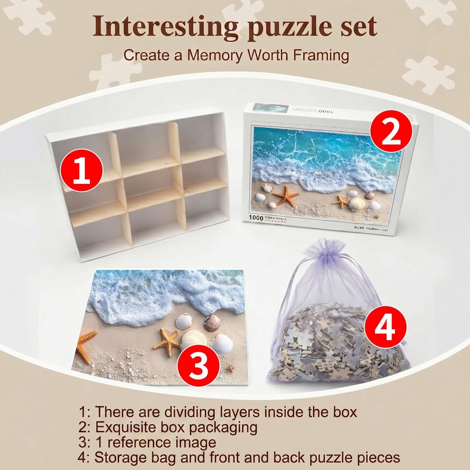 spiaggia onde-2 Puzzle 6000 Pezzi per Adulti, Puzzle in Legno - Collezione Classica con Poster Incluso - Sfida di Concentrazione e Passatempo Antistress, Gioco per Famiglia, 179 x 105 cm f0-871