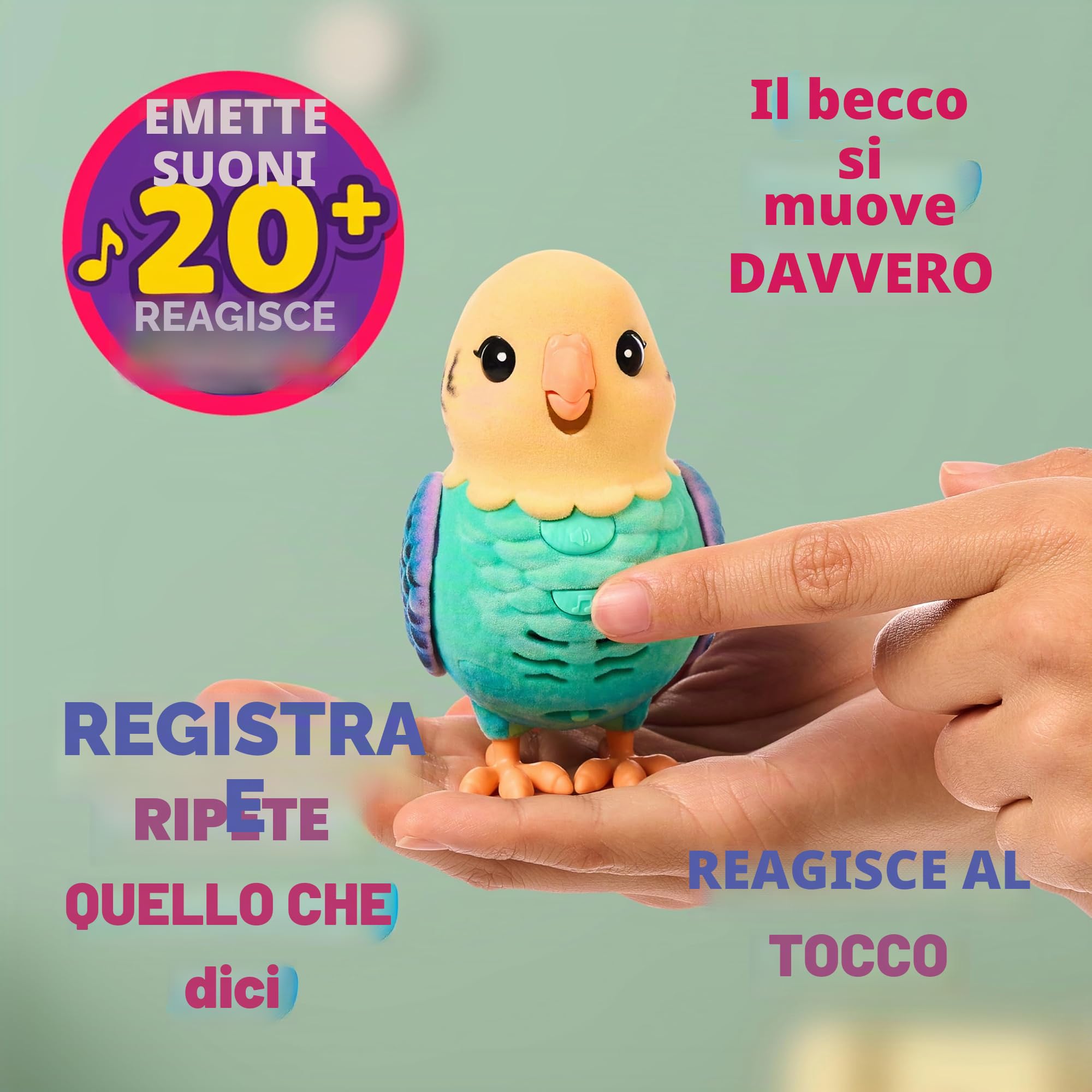 Little Live Pets My Really Real - Giocattolo parlante per uccelli e gabbia, indie, giocattolo interattivo a ripetizione, oltre 20 suoni e reazioni, giocattoli parlanti per bambini dai 5 ai 7 anni