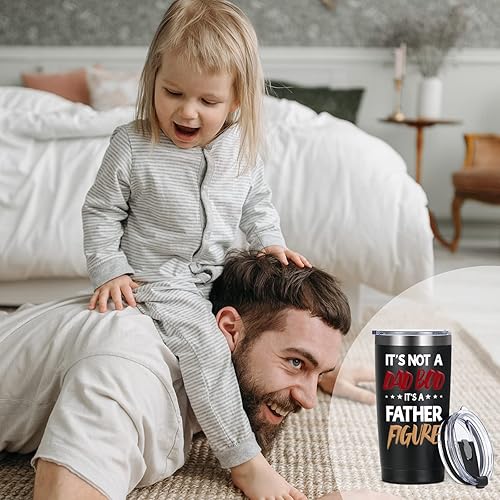 Miniatura 4 de Qtencas Regalos para papá, vaso de viaje con texto en inglés "It's Not a Dad BOD It's a Father Figure" de oso, regalo para el día del padre para