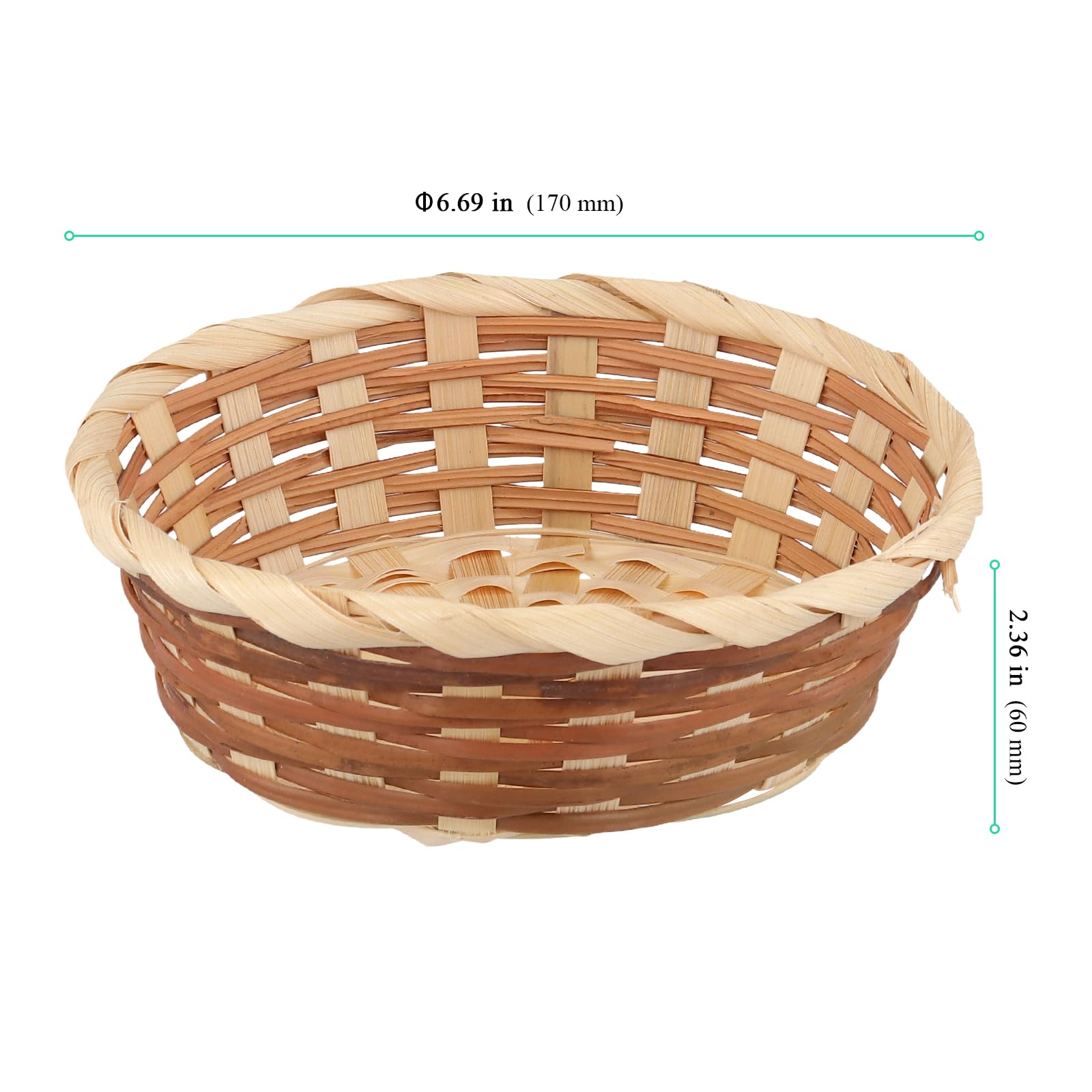 Lot de 15 paniers tissés en bambou - 17 x 6 cm - Récipients ronds pour pain et fruits - Plateaux de service empilables pour le rangement de la cuisine, l'affichage de restaurant