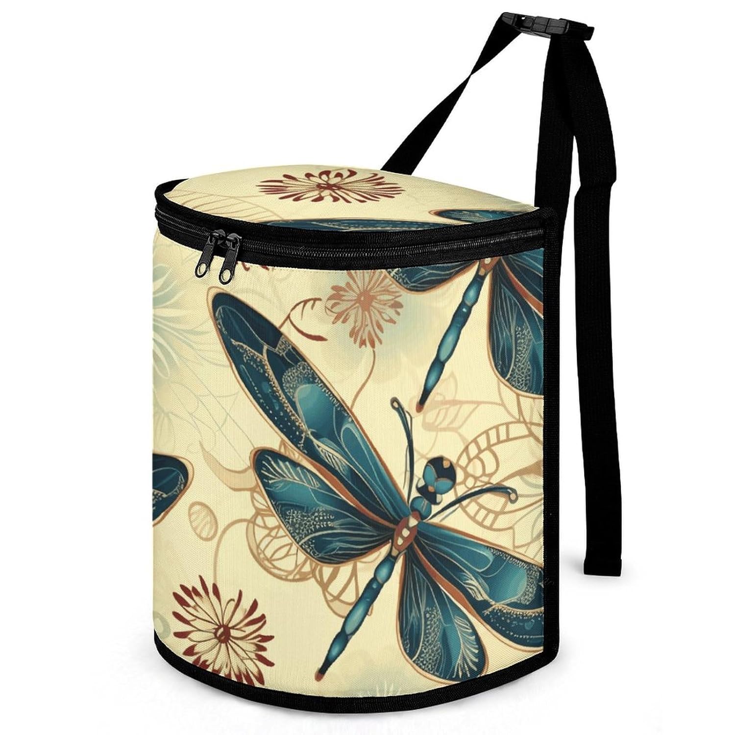 Hanging Car Trash Bag Dragonfly Printed Car Garbage Storage Bag Leakproof Car Trash Can Portable Garbage Storage Bags