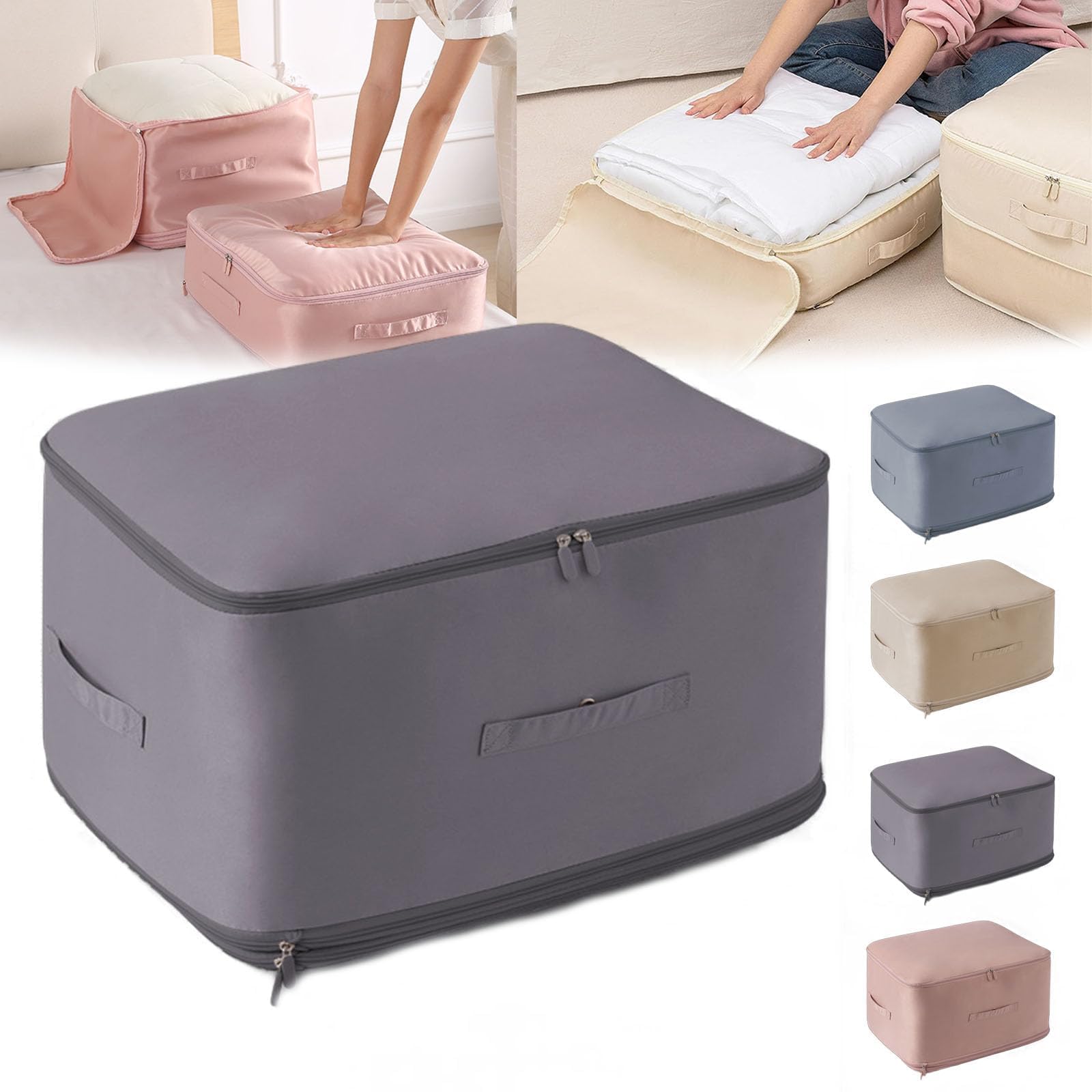 EHOTER Ultra Space Saving Self Compression Organizer 2024 Upgrade Space Saver Quilt Compression Storage Bag Comforter Storage Bag Packaging Cube Bedding Storage Bag (Grey,54 * 42 * 60cm (for quilts))