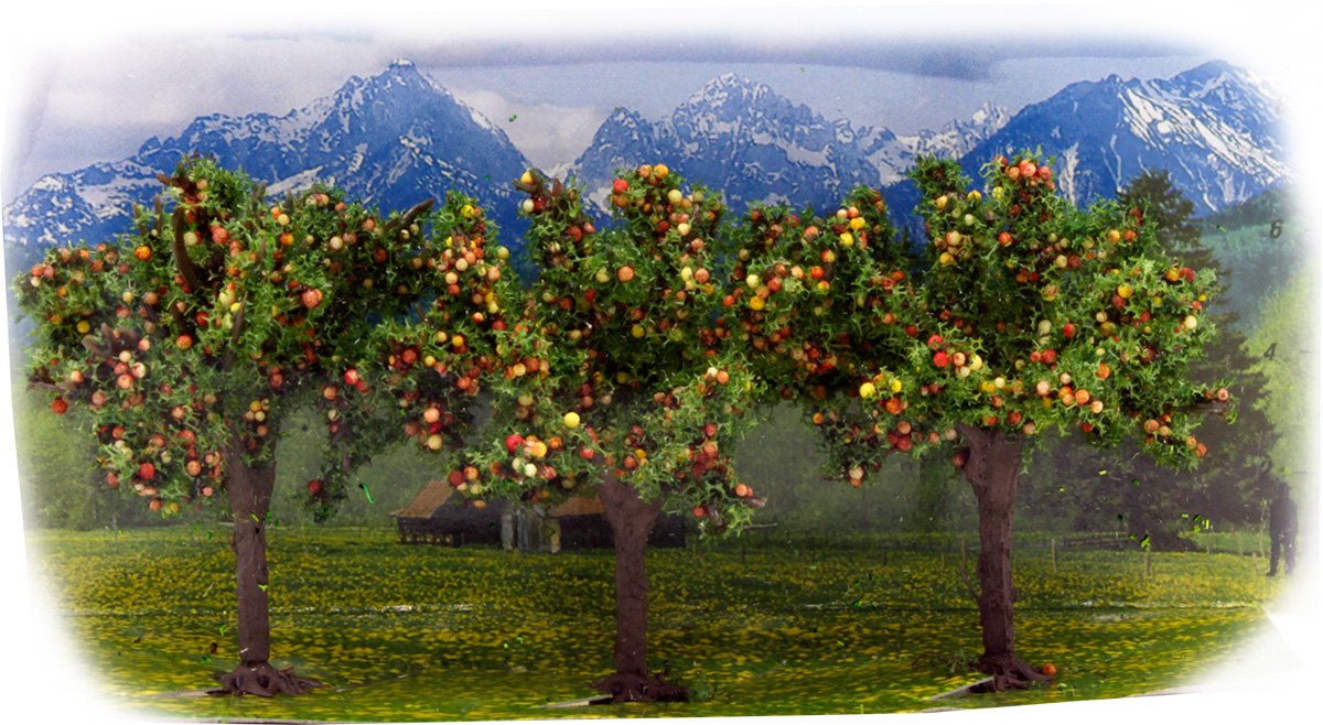NOCH 25513 - N,Z Apple Trees, 3 Pieces, 4.5 Cm Tall - New