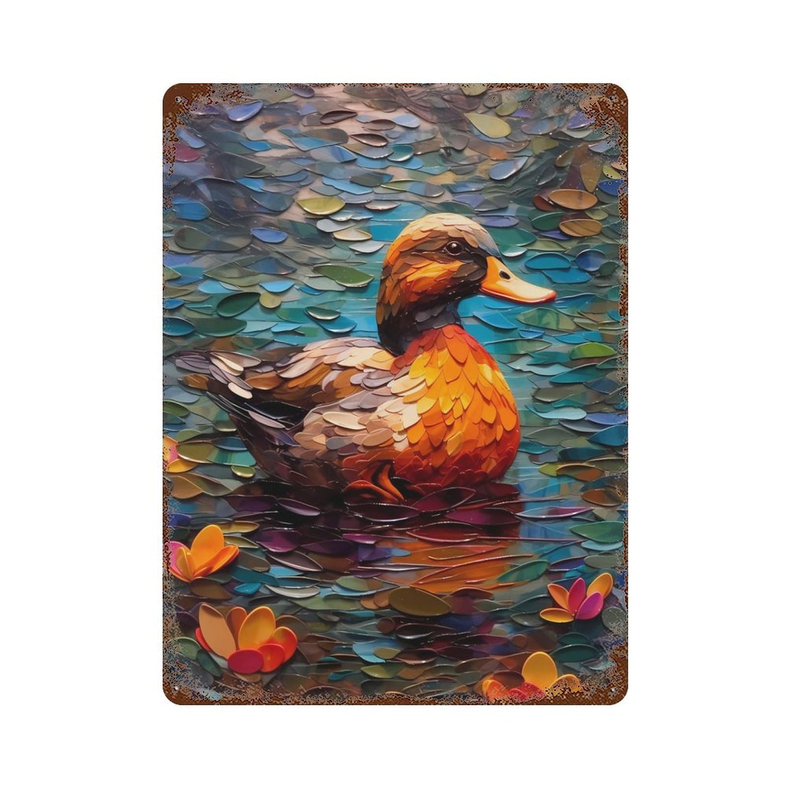 Rust Effect Duck Color Vintage Rust Metal Sign 15.7"x11.8", Vintage Wall Decor for Garage, Bar And Workshop Decor
