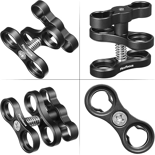 Miniatura 9 de MINIFOCUS Soporte de abrazadera de bola de aluminio de 1 pulgada para sistema de bandeja de brazos de luz de buceo subacuático, cámara de buceo de