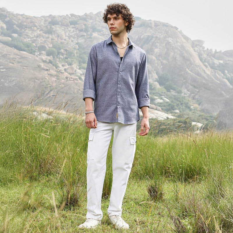 Image of CAHOOT Men's Shirt for Casual Wear | Spread Collar | Long Cuffed Sleeves | Button Closure | Shirt Crafted with Comfort Fit for Everyday Wear