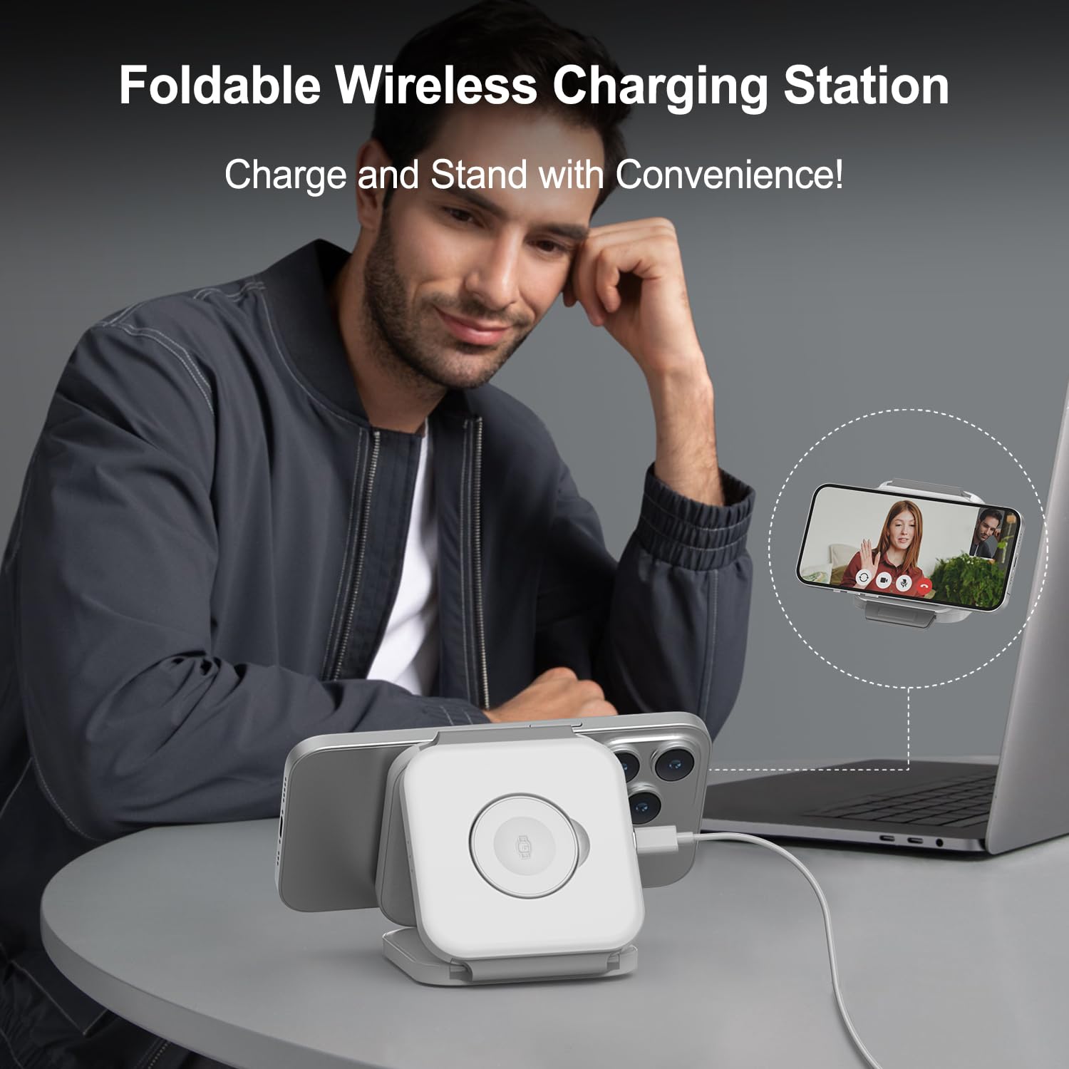 Station de charge sans fil pour plusieurs appareils Apple, chargeur sans fil magnétique pliable 3 en 1, tapis de chargement de voyage pour iPhone 15 14 13 12 Pro Max Plus, montre et
