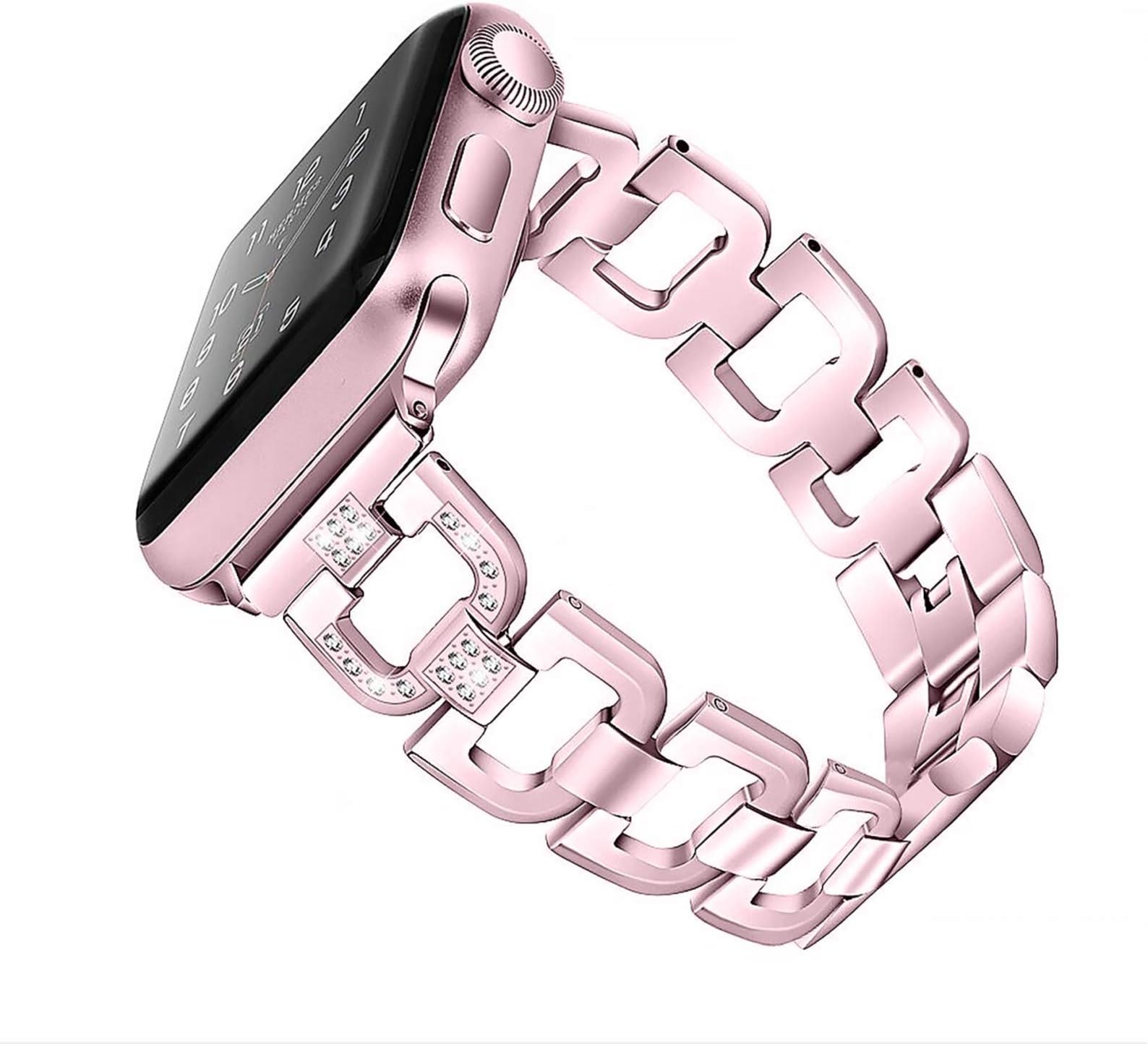 OULUCCI Compatible with Apple Watch Band 38mm 40mm 41mm iWatch Series 7, Series 6, SE, Series 5, Series 4, Series 3, Series 2, Series 1, Stainless Steel Metal Wristband Strap with Diamond Women Girls