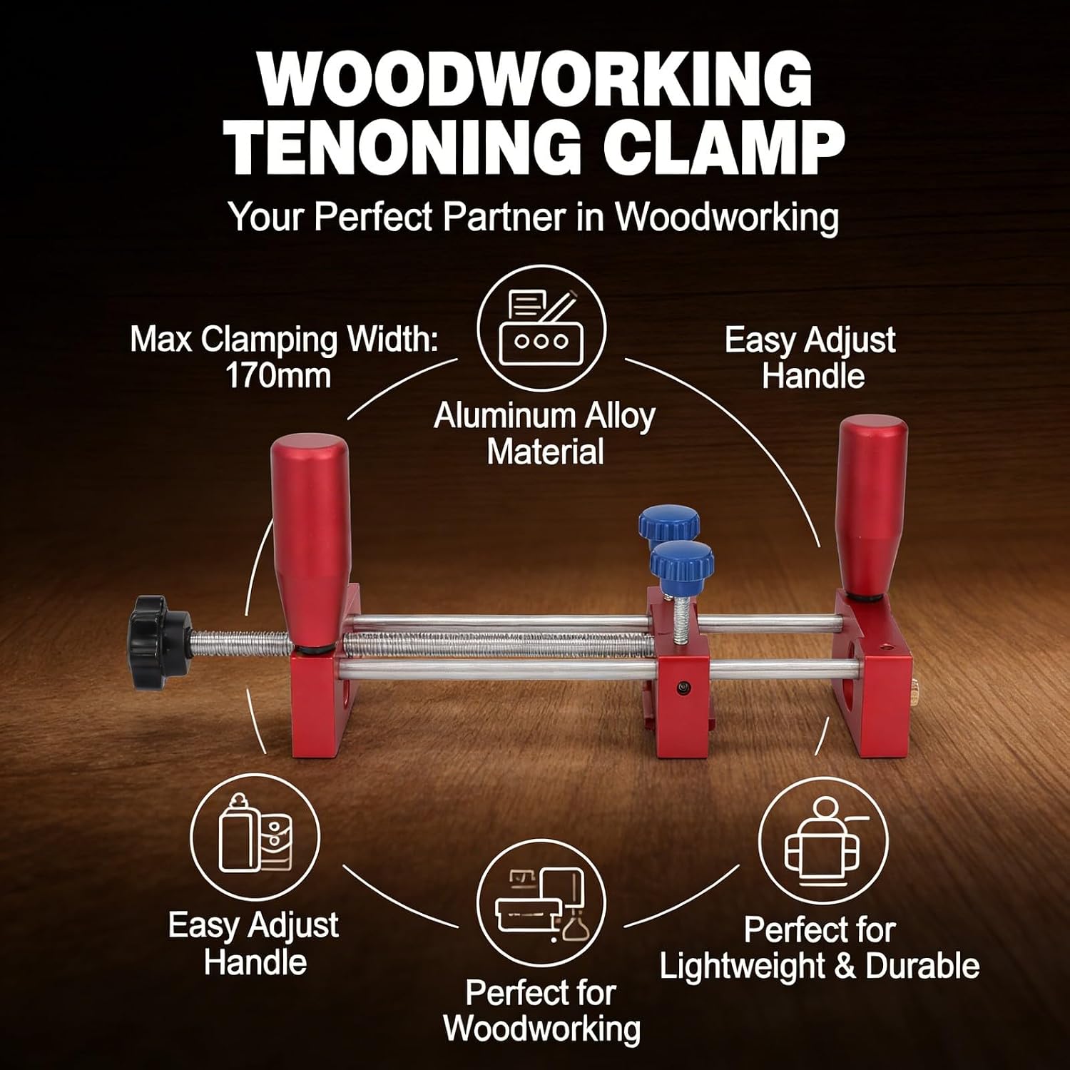 Woodworking Tenoning Safety Clamp Aluminum Alloy Manual Pusher Guide Clamp for Router Table Saw - Adjustable Screw Clamp, Strong Clamping Force, Ideal for Woodworking Tools and