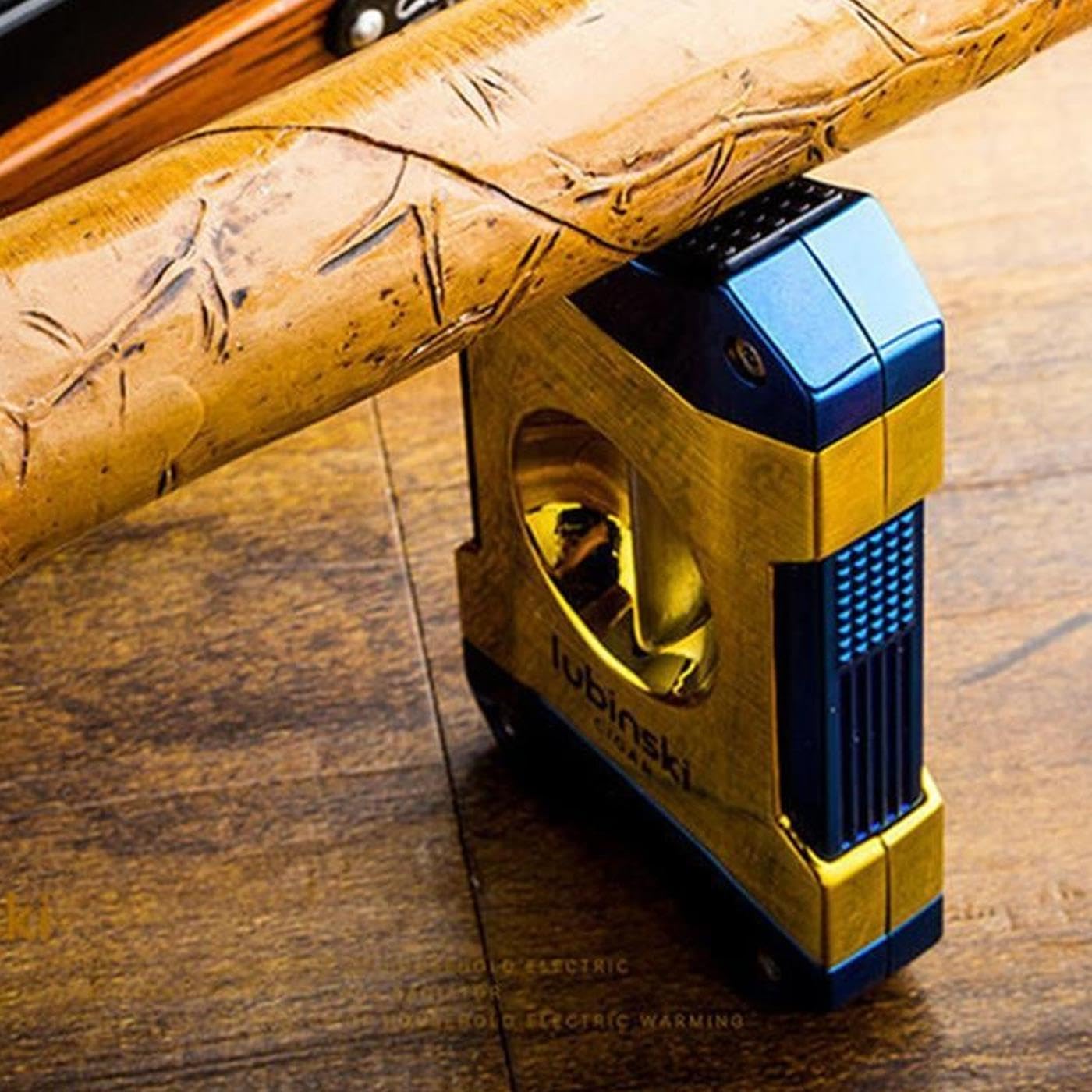 bektobacco Lubinski Metal Sehpalı V Puro Kesici Mavi-Gold 60 Ring