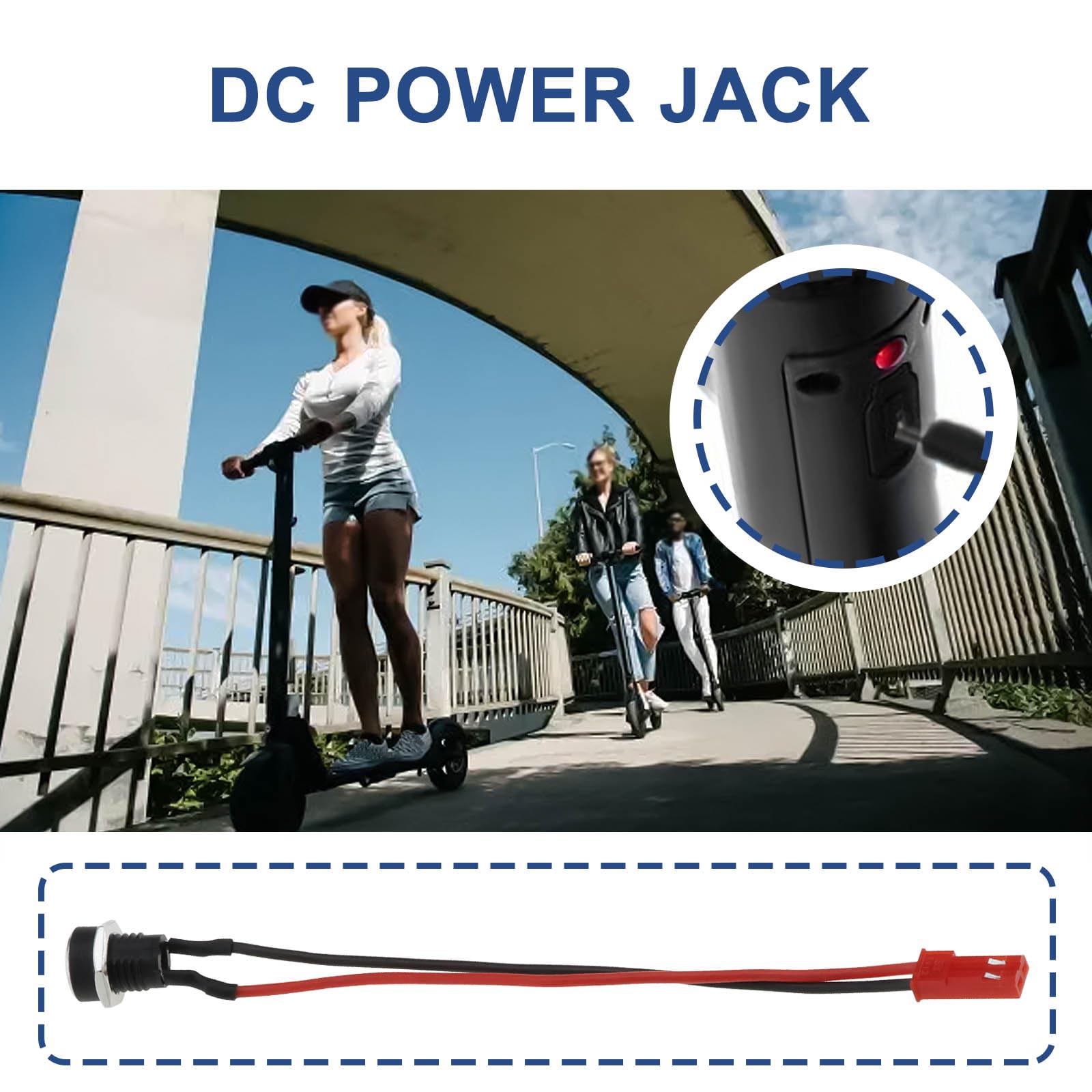 eMagTech 2pcs 2 Pin Electric Scooter Charging Port Cable Length 15cm Coaxial Jack 5.5mm OD 2.5mm ID Compatible with GOTRAX GXL V2 XR Elite Electric Scooter