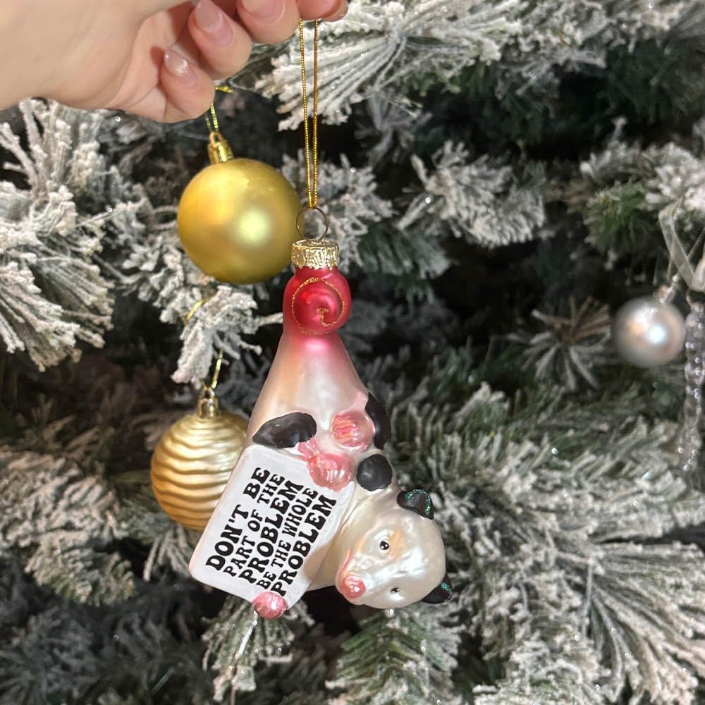 Funny Emotional Support Ornament, Opossum Possum Glass Blown Christmas Ornament, Don't Be Part of The Problem, Be The Whole Problem, Chaos Gift - Image 2