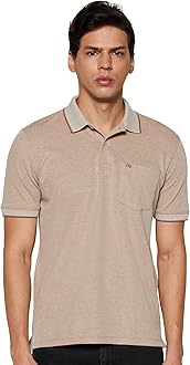 Peter England Men's Premium Regular Fit Half Sleeve Polo T-Shirt with Pocket | Cotton Rich | Birds Eye Interlock Weave