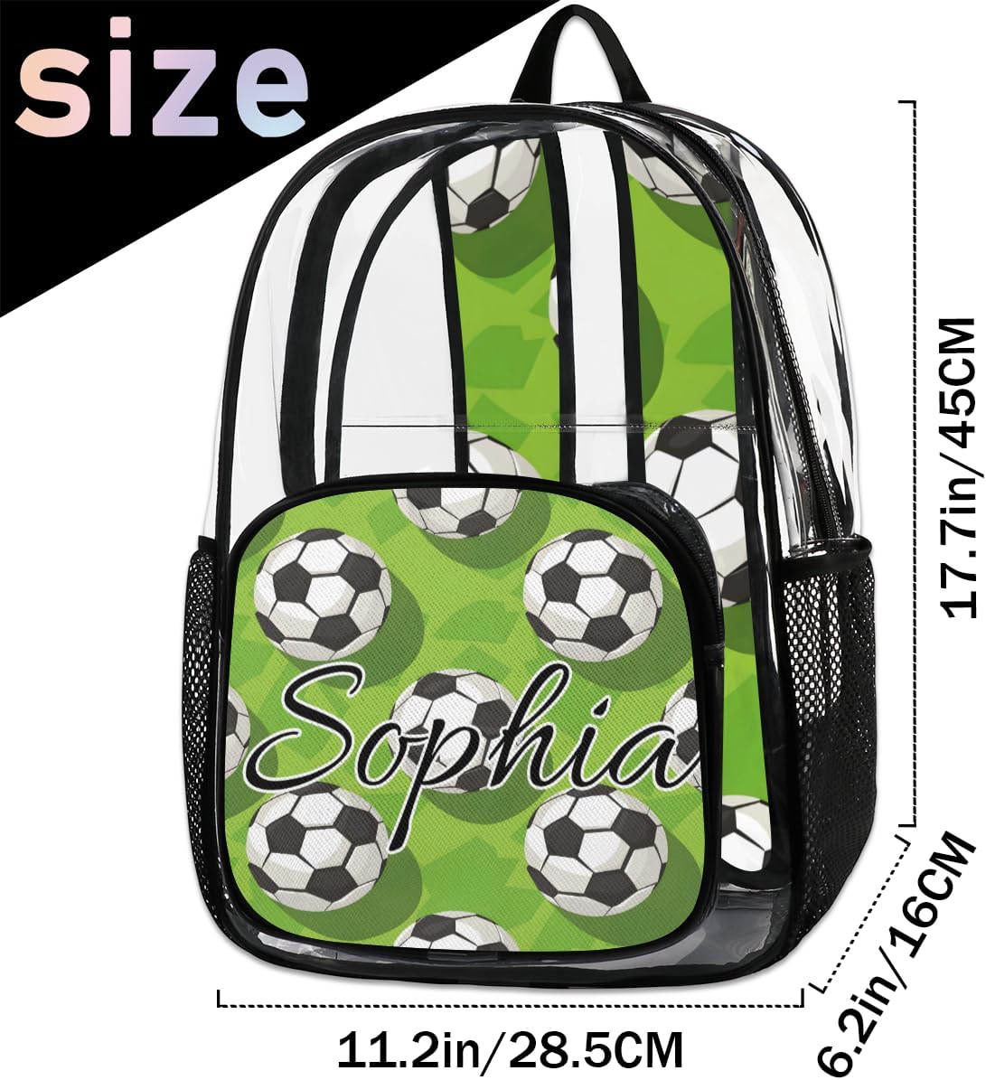 Sport Soccer Ball Custom Clear Backpack Personalized See Through Transparent Backpacks Large Heavy Duty PVC Bag for Women Men