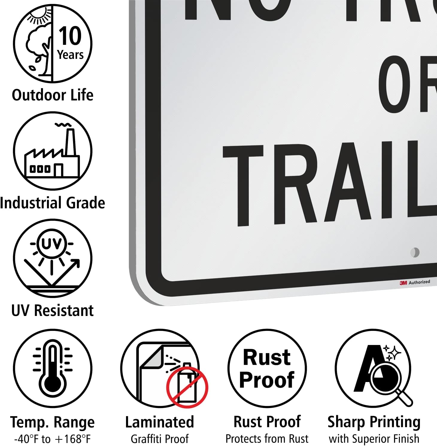 SmartSign - K-2891-EG-18x24-D2 "No Trucks Or Trailers" Sign | 18" x 24" 3M Engineer Grade Reflective Aluminum Black on White