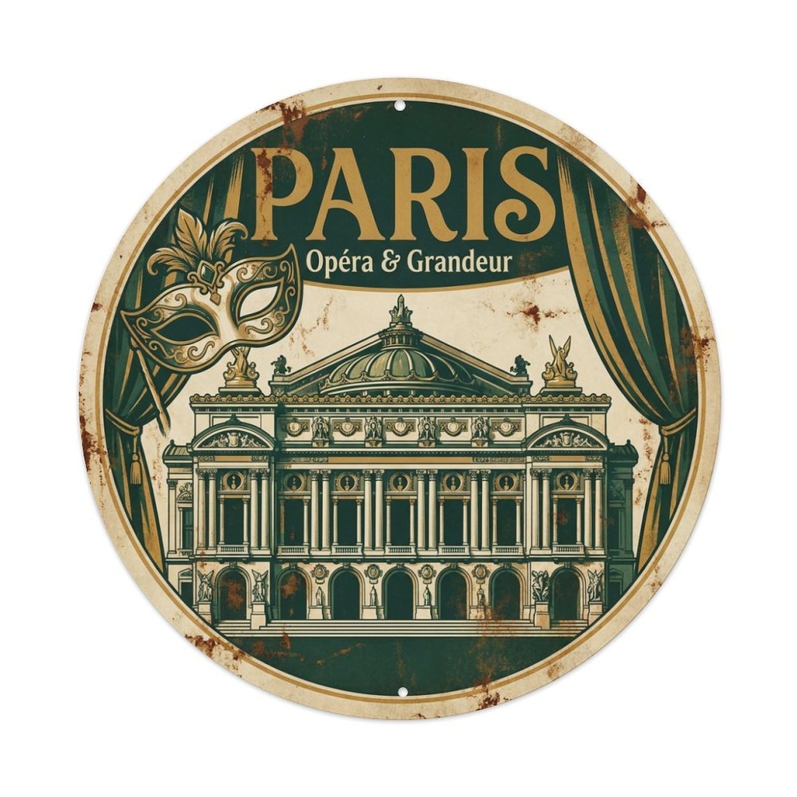 Olhnbad Style Paris Opera Grandeur Heritage City Travel Retro Metal Tin Sign