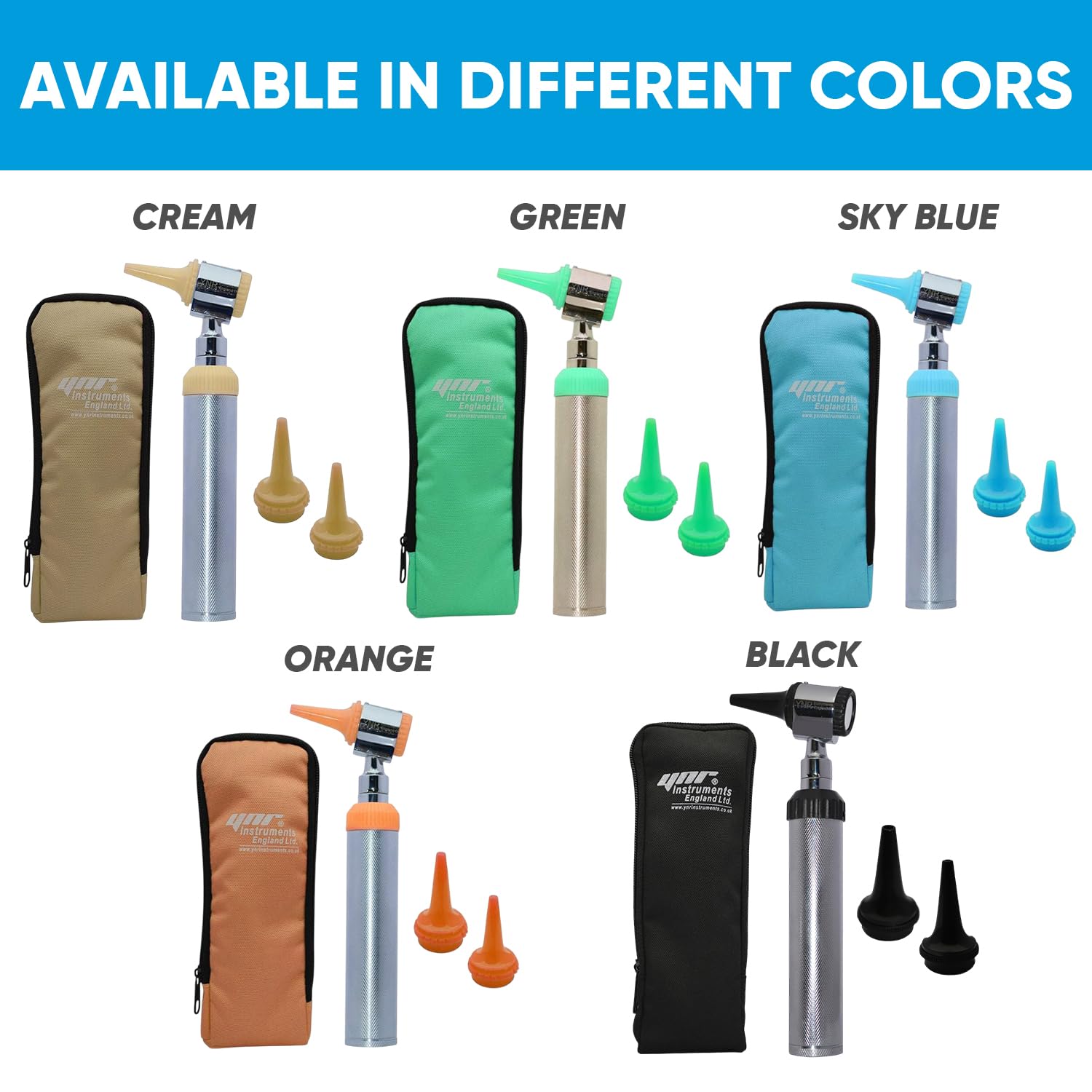 YNR Otoscope de diagnostic grossissant - Lumière directe à LED - Otoscope auriculaire pour médecins, infirmières, adultes, enfants, bébés et animaux âgés - Crème
