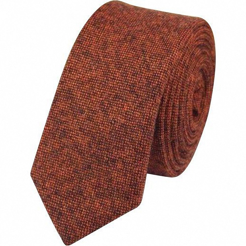 Db Dickie Bow Men's Burnt Orange Luxury Wool Skinny Neck Tie (Burnt Orange) - Suitable For Formalwear, Office, Weddings, Parties, Grooms & Grooms Outfits
