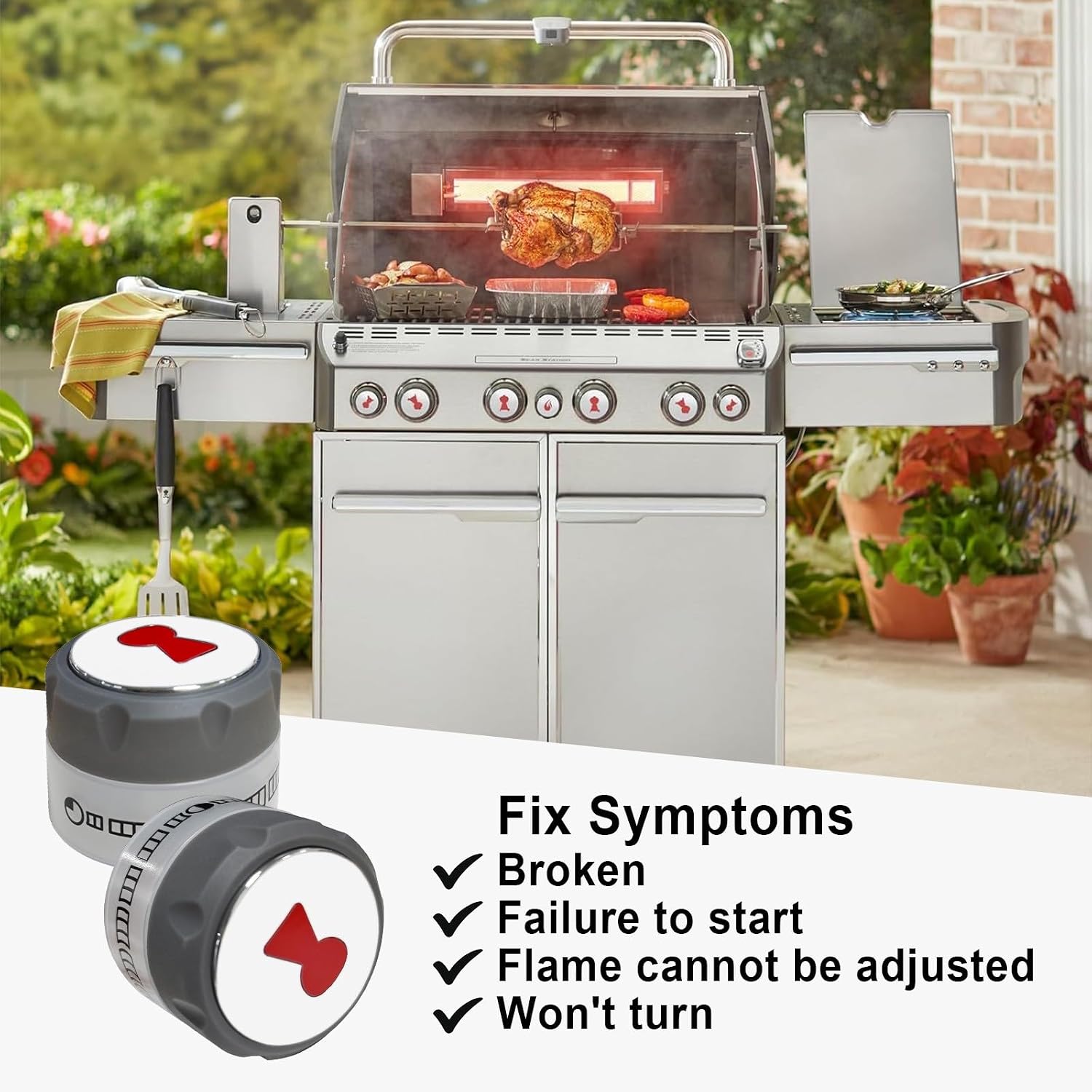Upgraded 91538 Gas Grill Lighted Control Knobs For Weber Grill 4-Pack