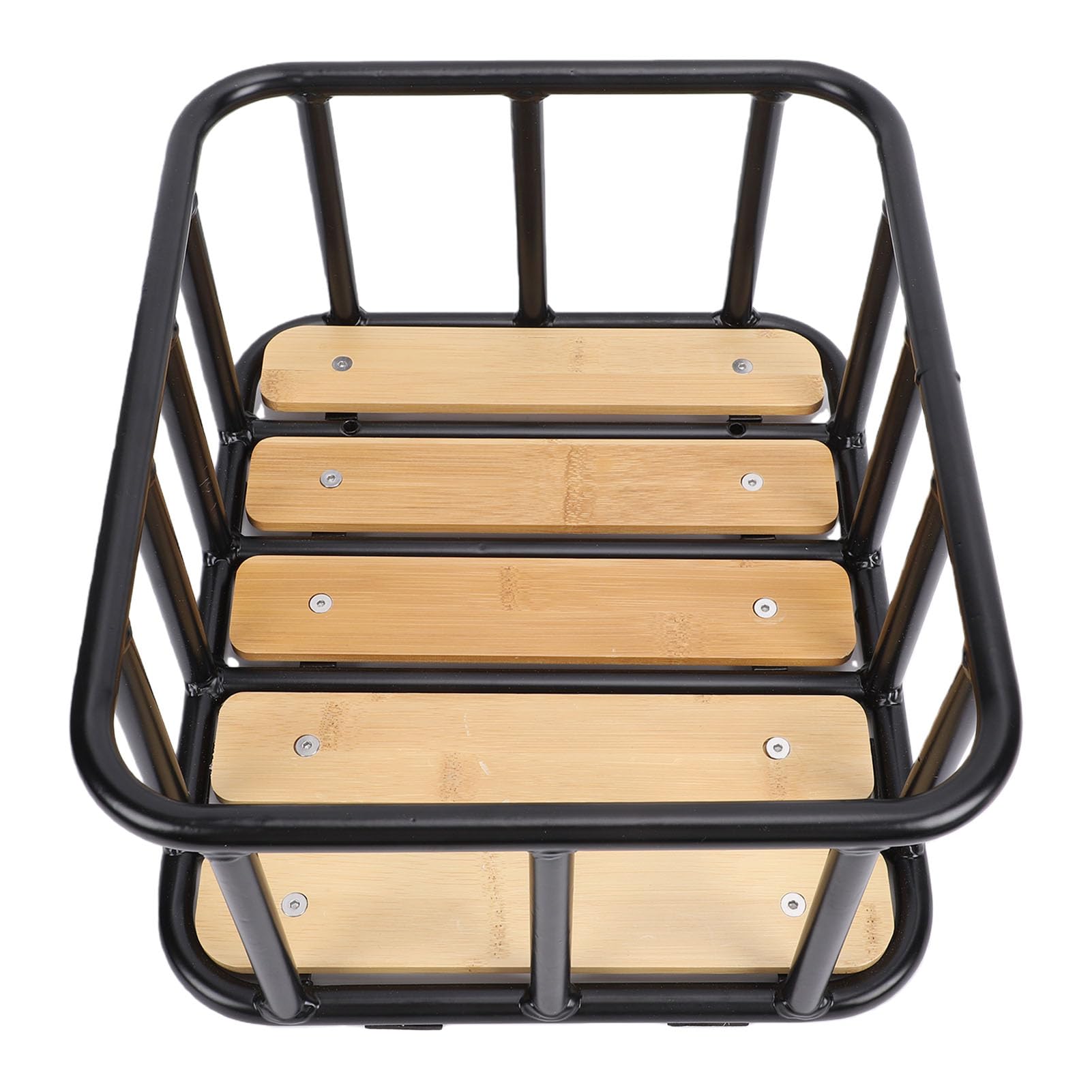Keenso Tylny Kosz na Rower Stop Aluminium i Drewno Bukowe Kosz na Bagażnik Rowerowy 35 X 30 X 16,5 Cm Pojemność 20 Kg z osłoną przeciwdeszczową i siatką Rowery Elektryczne Dojazdy Zakupy