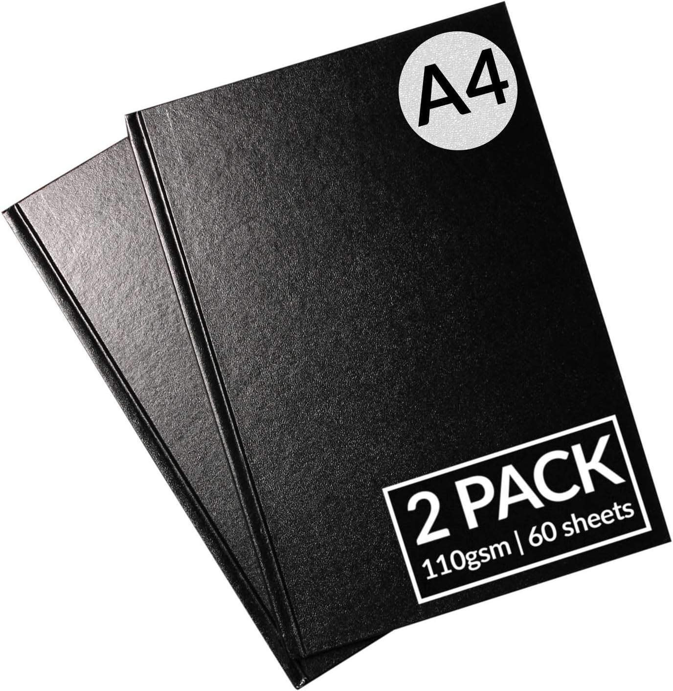 A4 Sketchbook - Pack of 2 - A4 - - 60 Perforated Sheets each Pad (120 Sheets Total) Hardback Bound Sketchbook Sketch Drawing Book with Hardback Cover, A4 Portrait Size, 110 GSM, Acid Free White Cartridge Paper by Artistik