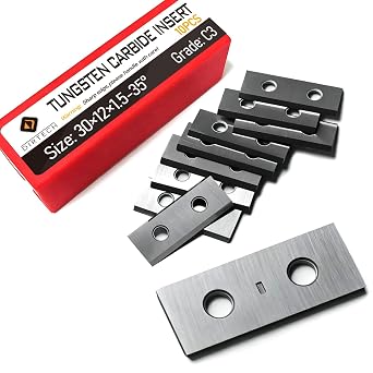 30mm Square Carbide Inserts Replacements Cutters Knives Blades 30121.5mm-35 for Flush Trim Router Bit Woodworking Spiral/Helical Planer Cutter Head or Lathe Turning 10pcs