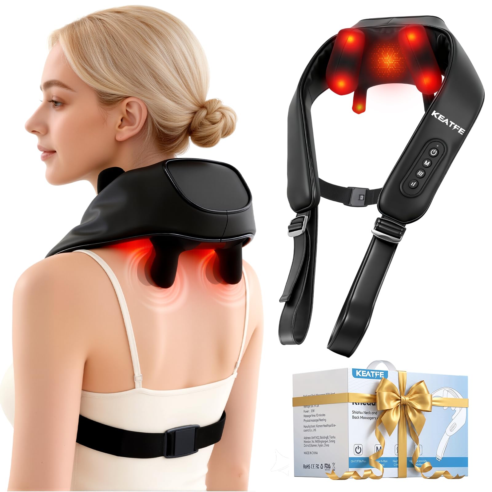 Photo 1 of Shiatsu Neck Massager with Heat, Newly Tapping & Kneading Massage Machine for Neck Deep Tissue Relaxation, Portable Shoulder & Back Massager with 3 Speeds & Hands-Free Strap, Gifts for Men WomenLPNPMGI7570895