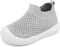 Sapatos de caminhada para bebês, meninos, meninas, antiderrapantes, para uso interno, respirável, quente, elástico, com sola de memória, protege os dedos dos pés e atividades ao ar livre