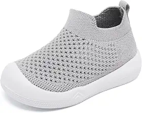 Sapatos de caminhada para bebês, meninos, meninas, antiderrapantes, para uso interno, respirável, quente, elástico, com sola de memória, protege os dedos dos pés e atividades ao ar livre