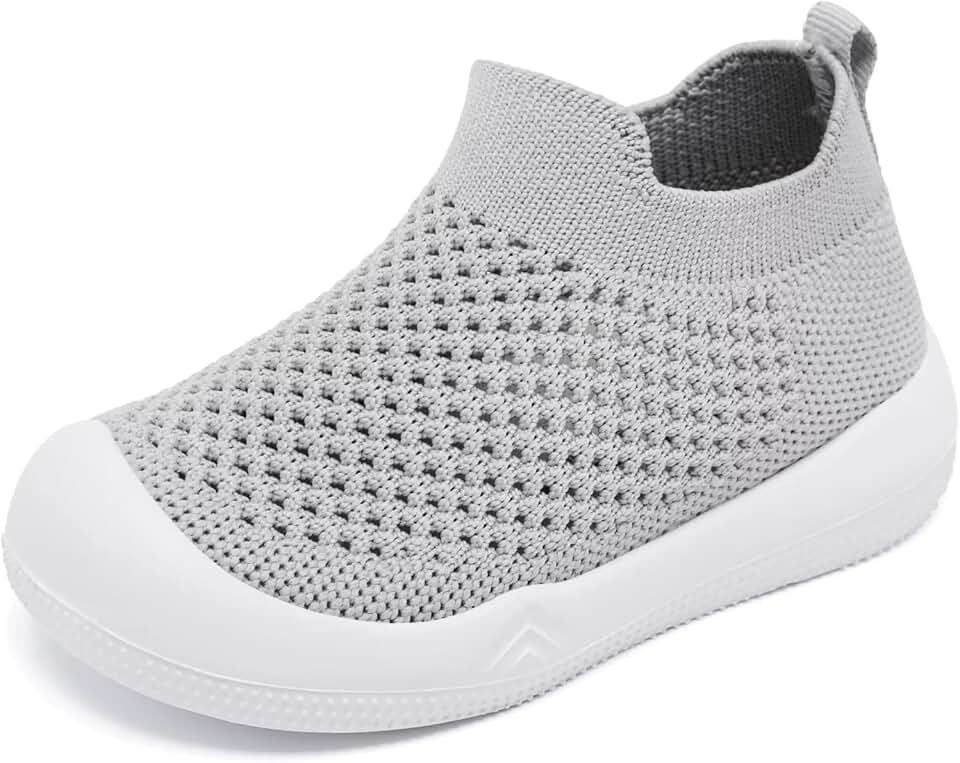 Sapatos de caminhada para bebês, meninos, meninas, antiderrapantes, para uso interno, respirável, quente, elástico, com sola de memória, protege os dedos dos pés e atividades ao ar livre