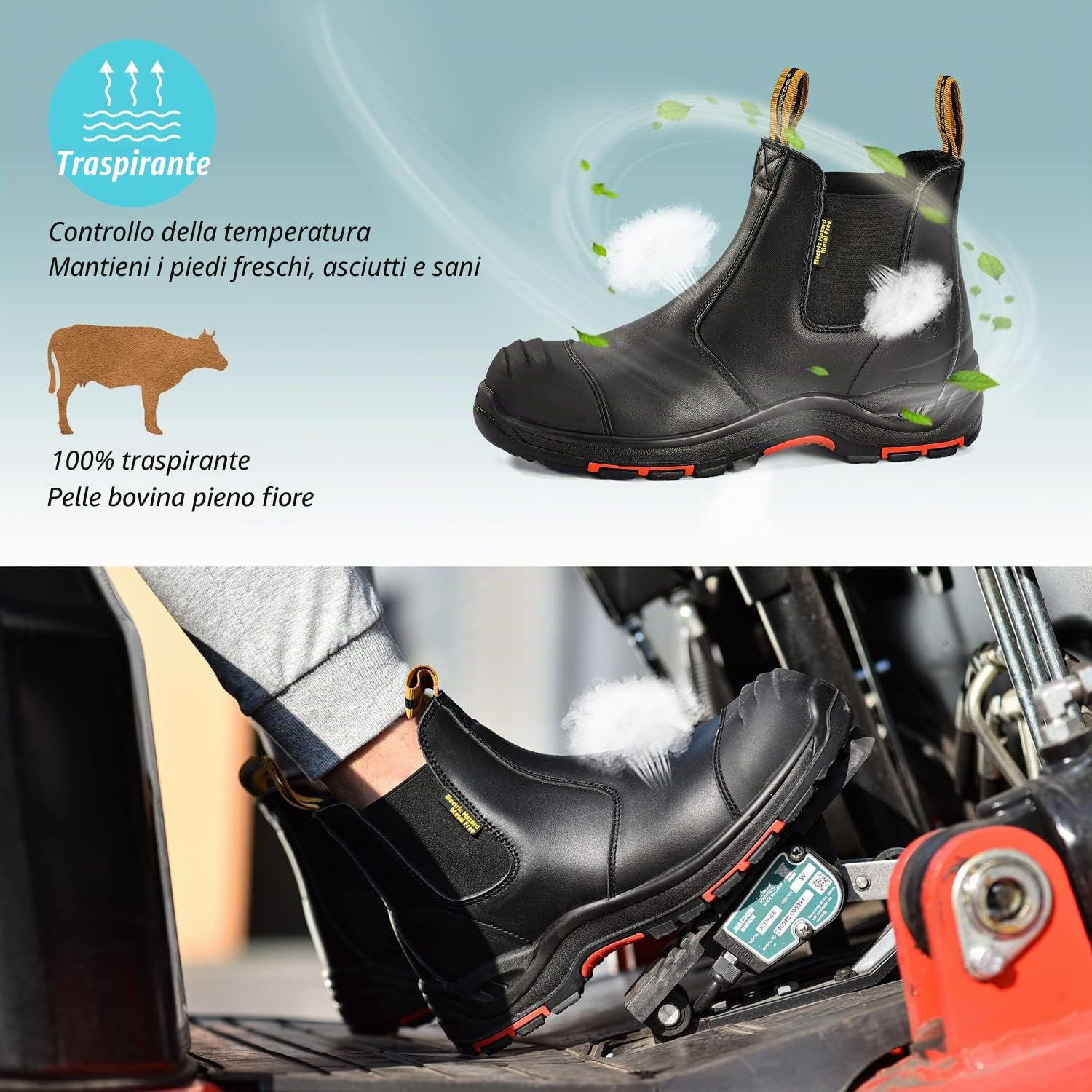 SAFEYEAR 8025 Nubuck SBP SRC Uomo Stivali da lavoro con punta composita Non acciaio Pelle resistente all'acqua Suola di gomma