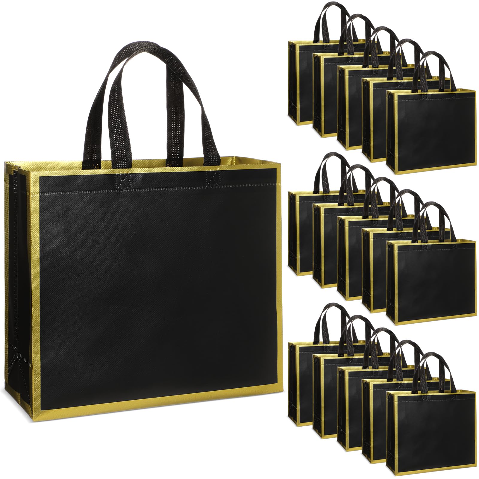 Sweetude 16 Pcs Reusable Gift Bags with Handles Valentine's Day Non Woven Reusable Goodie Gift Tote Bags for Shopping Retail Wedding Birthday Holiday