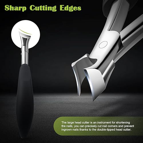 Miniatura 4 de FVION Cortaúñas resistente para hombres, cortaúñas de agarre firme para uñas gruesas de personas mayores, niquelado profesional encarnado