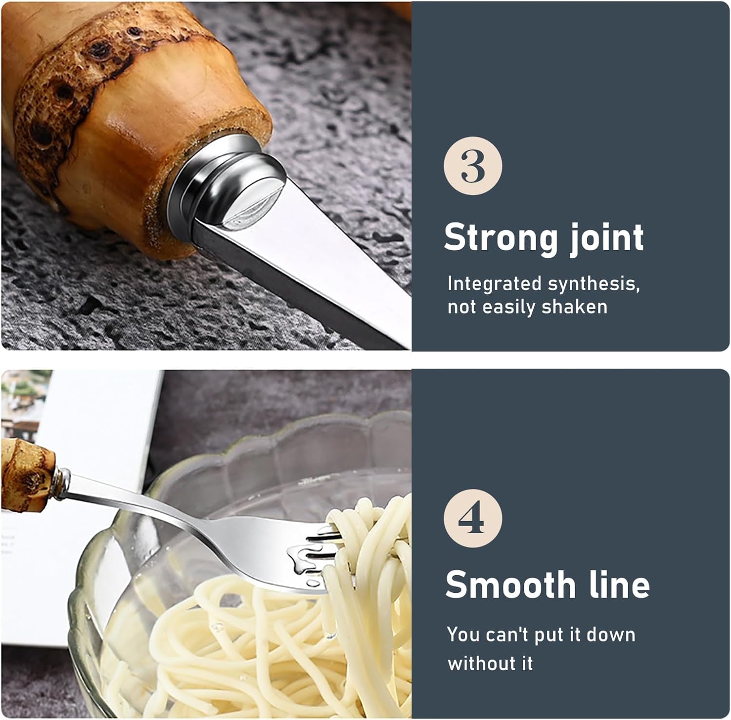 bamboo silverware set for 6,18/8 stainless steel bamboo handle flatware sets cutlery set for dinning,forks and spoons set for home and kitchen, gift for mother and wife