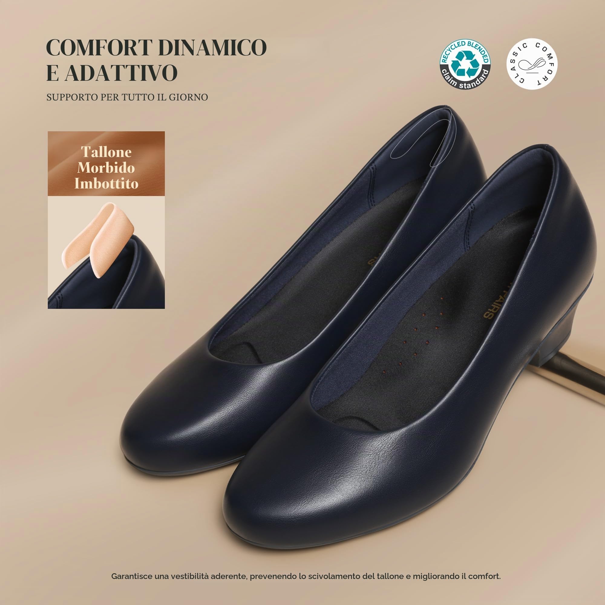 DREAM PAIRS Scarpe Tacco Basso Donna,Marina Militare,39 | Soletta di supporto 3D, tomaia traspirante, tallone imbottito, suola flessibile, eleganti per lavoro.