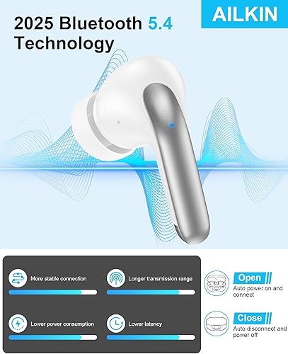 Miniatura 3 de Auriculares inalámbricos, Bluetooth 5.3 para Samsung Galaxy S25 Ultra S24 S23 S22 S20 A16 A15, auriculares Bluetooth con micrófono de cancelación