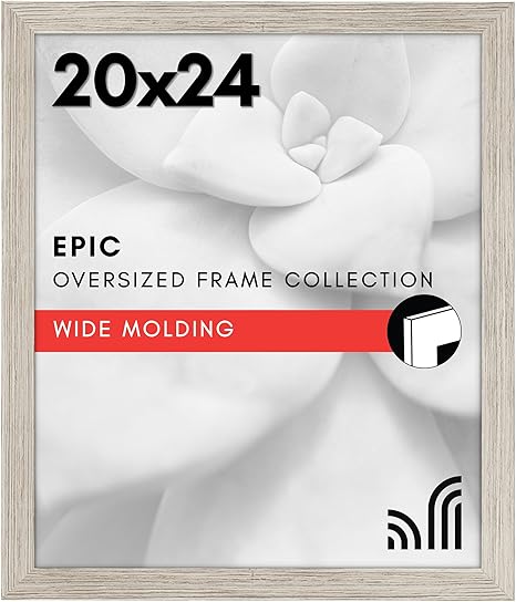 Americanflat 20x24 Picture Frame with Polished Plexiglass - Wide Picture Frames Made of Engineered Wood for Vertical or Horizontal Wall Display - Epic Collection - Driftwood