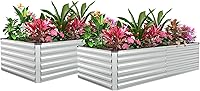 FOOWIN 2-Pack 8x4x2ft Galvanized Raised Garden Beds - 478 Gallon Metal Planters for Vegetables, Flowers, Herbs - Durable Outdoor Gardening Boxes, Silver