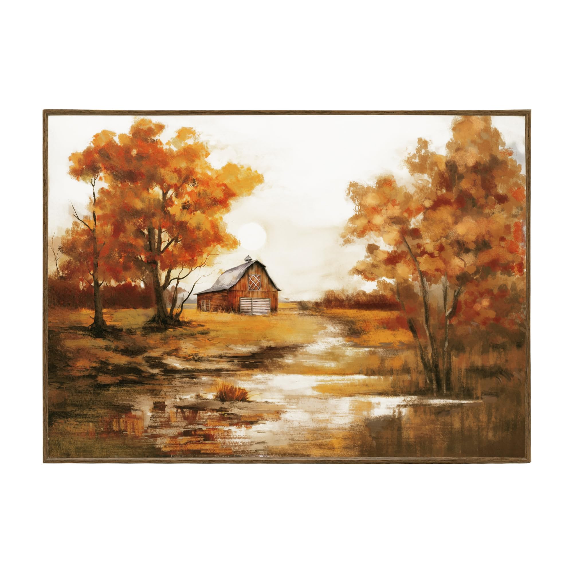 Amazon.com: ArtbyHannah Rustic Framed Canvas Wall Art, Landscape Fall ...