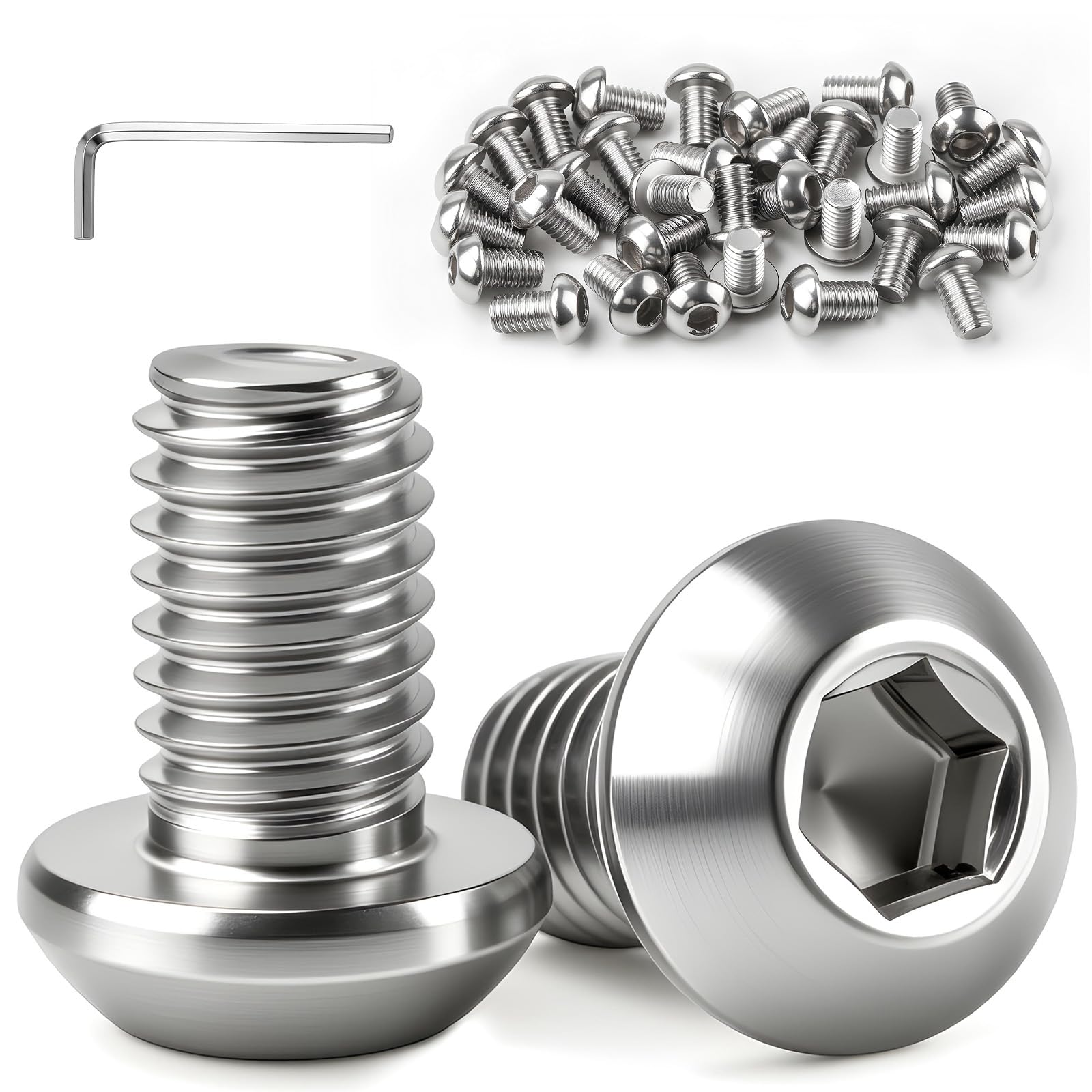 qjuwhua M8x12MM Linsenkopfschrauben Innensechskant 304 Edelstahl Flachkopfschrauben Linsenkopfschrauben M8 Edelstahl Rundkopfschrauben Edelstahlschrauben Vollgewinde für Möbelmontage (30 Stück)
