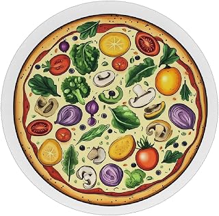 Round Placemats Set of 1, Cartoon Fruits Vegetables Pizza.jpg Heat Resistant Washable Place Mats Table Mat for Kitchen Dining Party