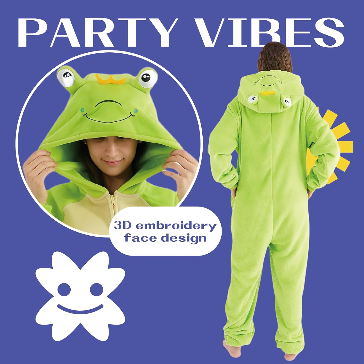 Unisex Adult Costume Onesie,Animal Halloween Costume One Piece Cosplay Suit for Adults,Flannel Hooded Sleepwear