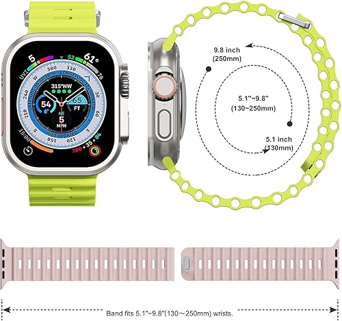 Vista 22 de Paquete de 2 correas deportivas oceánicas compatibles con Apple Watch Band Ultra 2/Ultra SE Series 9/8/7/6/5/4/3/2/1, correas de silicona para Abyss