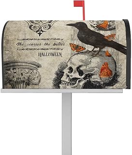 Mailbox Cover Magnetic Halloween Skull Crow Gothics Style Mailbox Covers Standard Size 21x18in,Mailbox Covers Wrap Post Letter Box Cover for Garden Yard Outdoor Butterfly Vintage Illustration Art