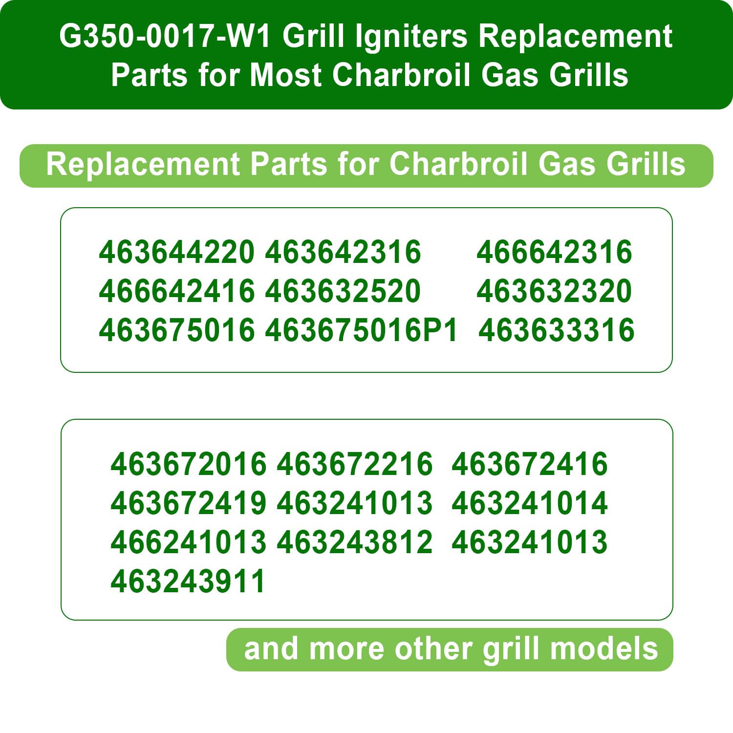G350-0017-W1 - Encendedores de parrilla compatibles con kit de repuesto de encendedor Charbroil, módulo de encendido electrónico de 2 salidas con cables y 2 botones, encendedor de parrilla para