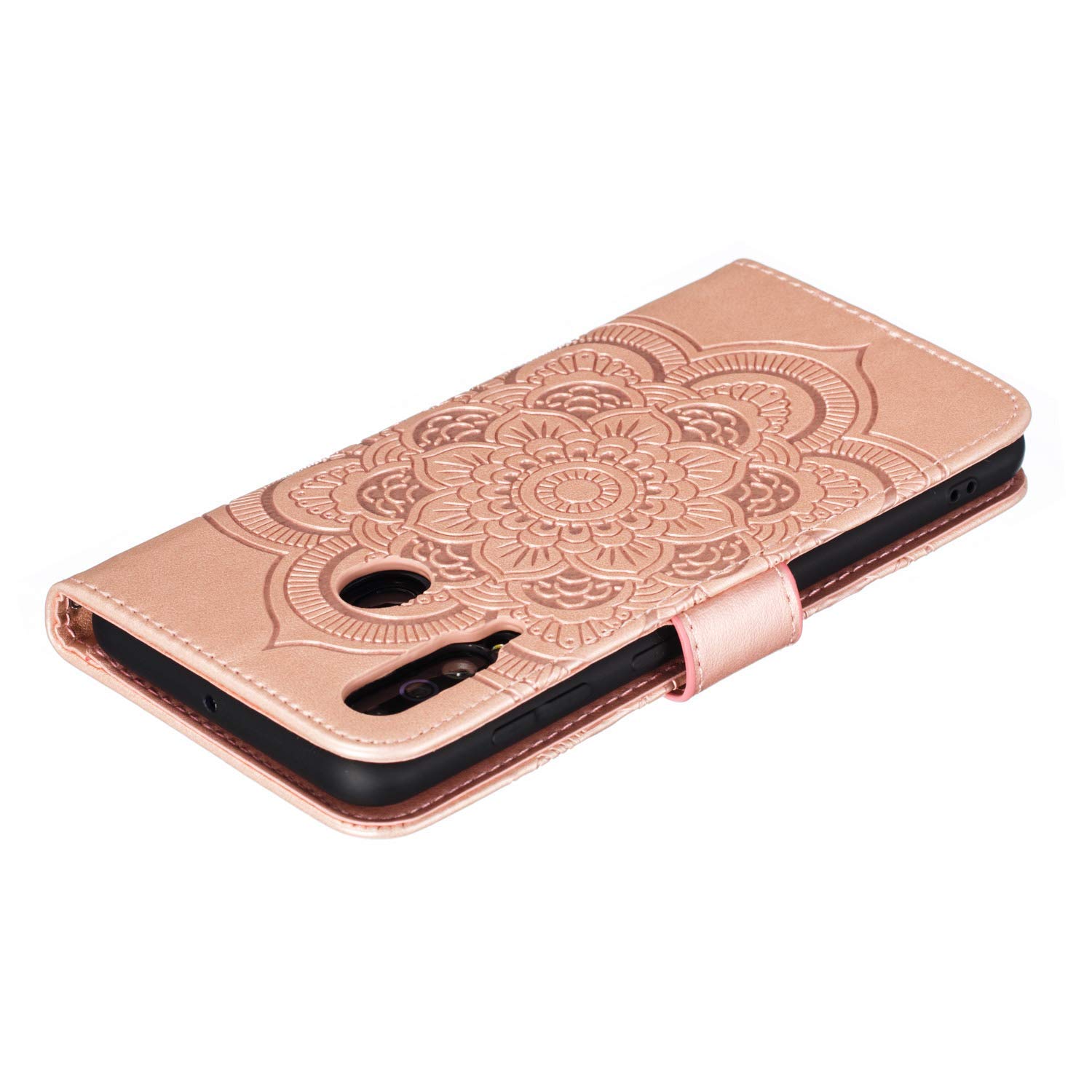Custodia Samsung Galaxy A20e Portafoglio Con Fiori E Strass - LEMAXELERS, Foderina Magnetica A Libro Blue