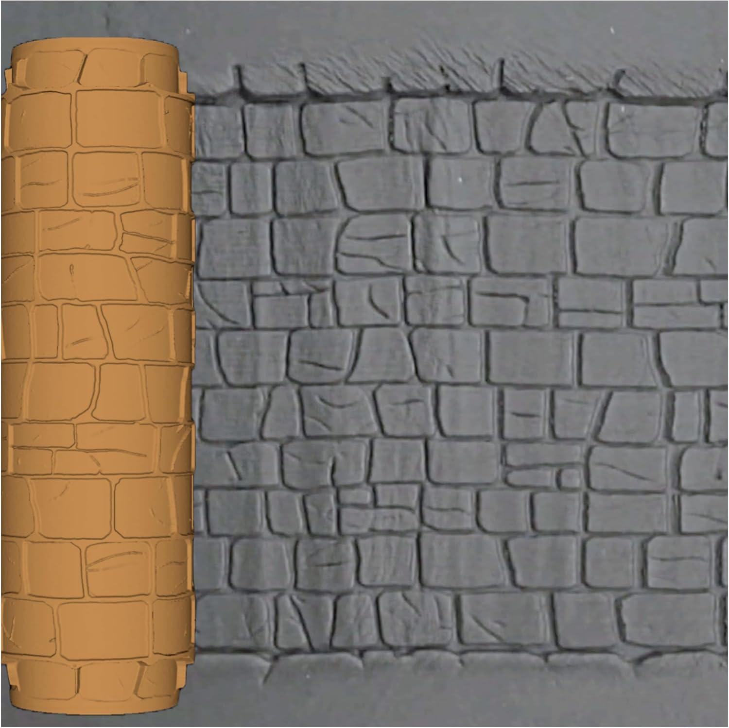 Cobblestone Texture Roller, 4 Inches Tall, Clay texture roller Seamless Design art craft diorama STL Loot Factory (Texture Set 3 - Full Set)