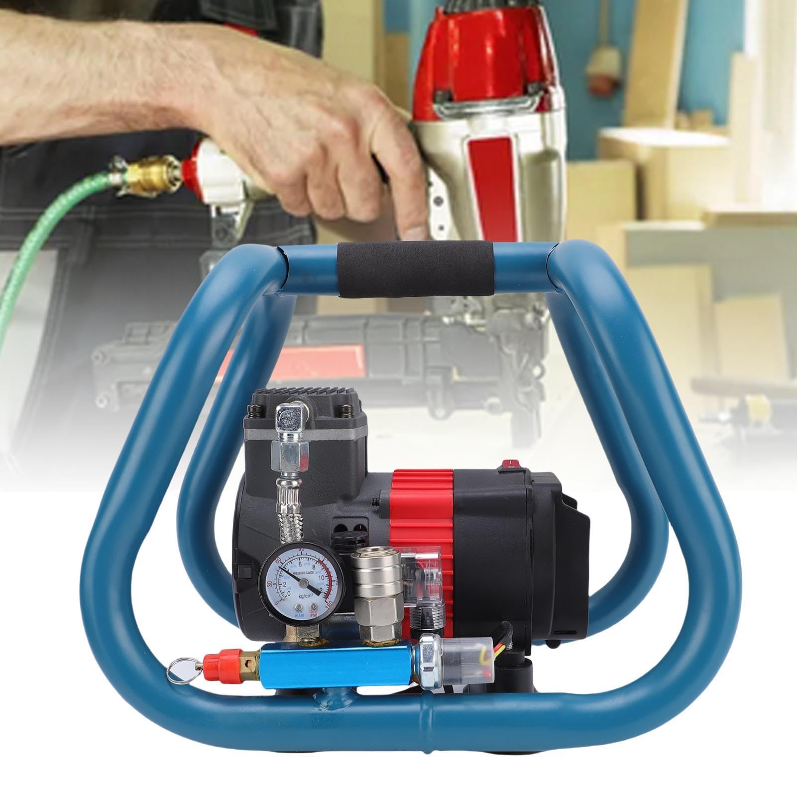 Eujgoov Pneumatico per Gomma Portatile Compressore Aria Cordless Pompa Pneumatico Ricaricabile per le Gomme per Pneumatici per Auto Usi Esterno (Spina europea)