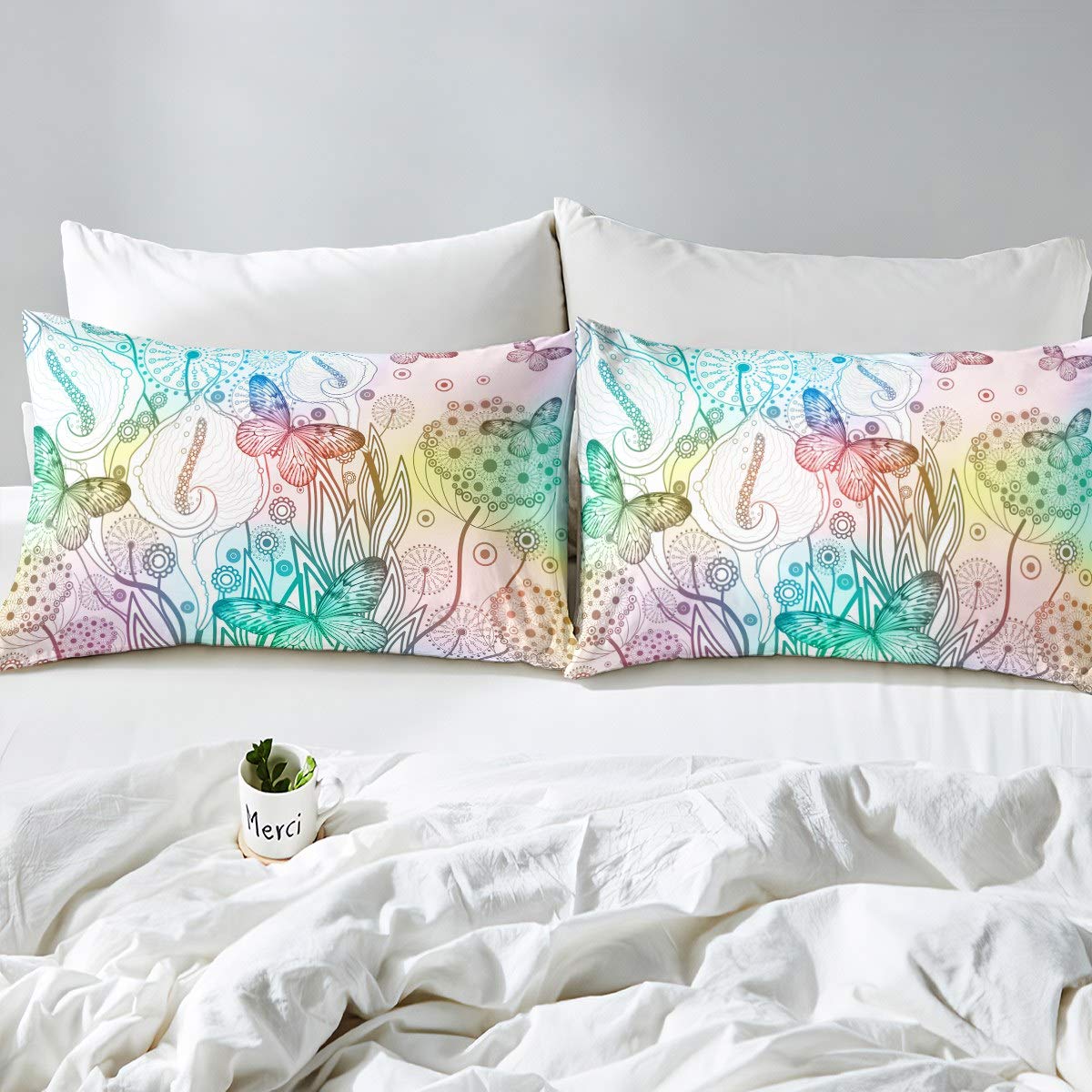 Loussiesd - Juego de cama para niñas, diseño de mariposas, diseño de mariposas